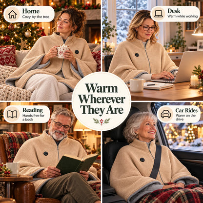 Zip-Up USB Heated Shawl Wrap