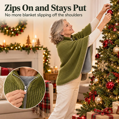 Zip-Up USB Heated Shawl Wrap