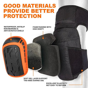 Heavy Duty Gel Cushion Knee Pads With Adjustable Straps 1005006443844449-Black Short Style