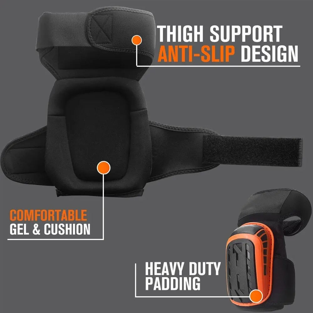 Heavy Duty Gel Cushion Knee Pads With Adjustable Straps 1005006443844449-Black Short Style