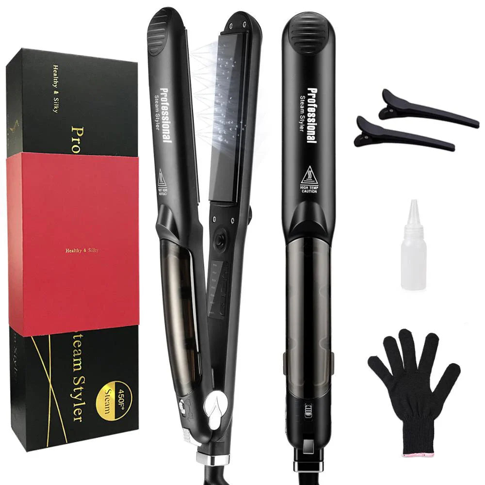 Professional Ceramic Steam Hair Straightener with Argan Oil