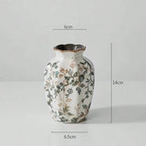 Hexagonal Ceramic Bud Vase With Scalloped Rim Vintage Floral Pattern 1005009013217815-S