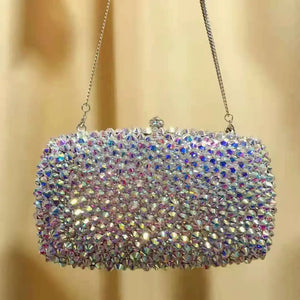 Silver Crystal Clutch Bag for Weddings and Parties