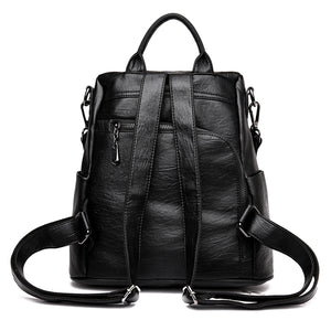 All Match Leather Soft Leather Anti Theft Multifunctional Backpack