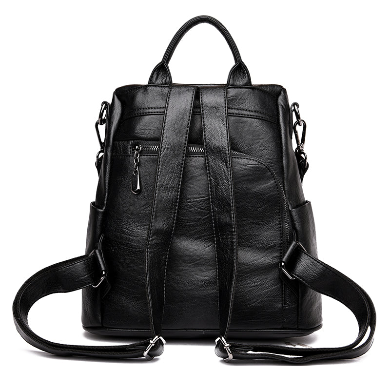 All Match Leather Soft Leather Anti Theft Multifunctional Backpack