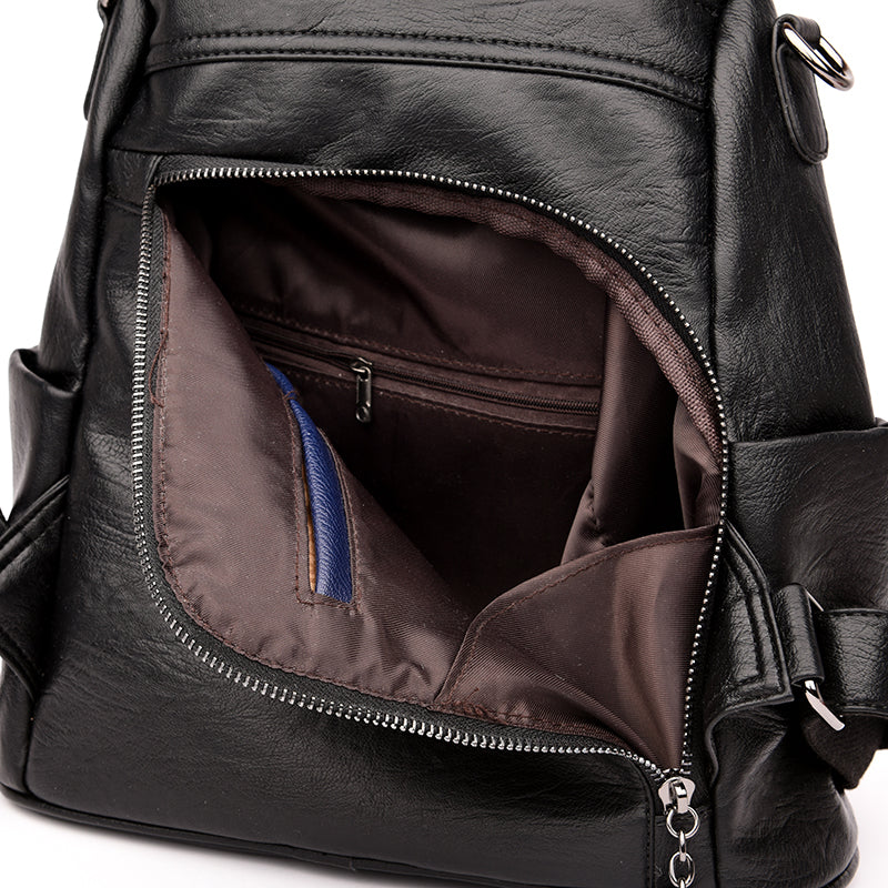 All Match Leather Soft Leather Anti Theft Multifunctional Backpack