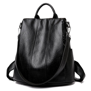 All Match Leather Soft Leather Anti Theft Multifunctional Backpack