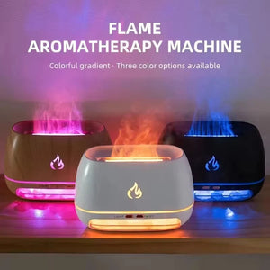 Himalayan Salt Stone Flame Ultrasonic Humidifier Essential Oil Diffuser Night Light 1005008013977530-Wood