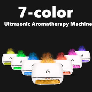 Himalayan Salt Stone Flame Ultrasonic Humidifier Essential Oil Diffuser Night Light 1005008013977530-Wood