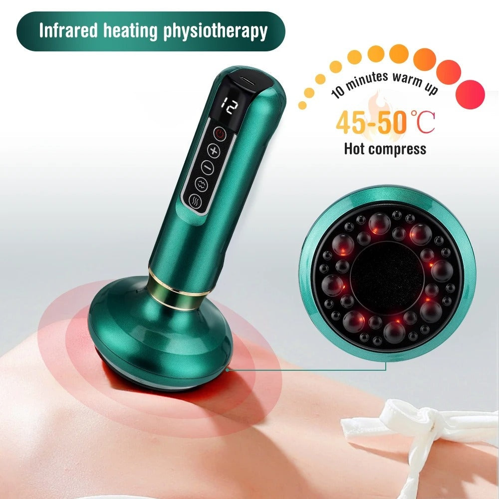 Infrared Heating Therapy Electric Cupping Machine Portable Rechargeable Cupping Device with 12 Temperature Levels