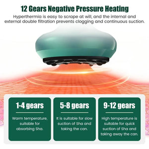 Infrared Heating Therapy Electric Cupping Machine Portable Rechargeable Cupping Device with 12 Temperature Levels