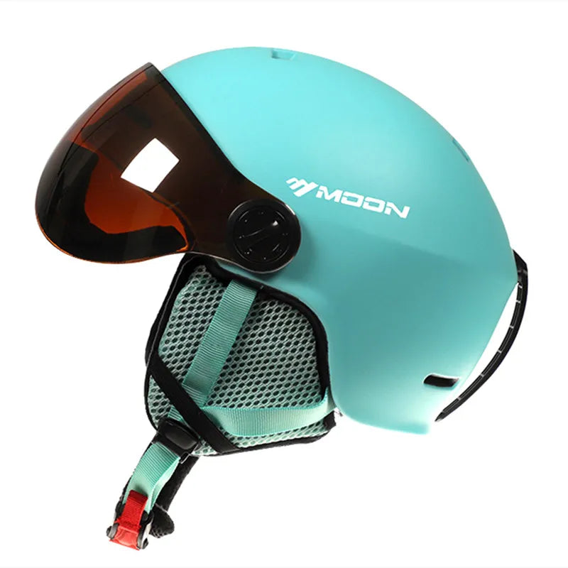 Inmold Ski Helmet With Integrated Goggles Pc Eps Adult Protection 32971475269-Black-M