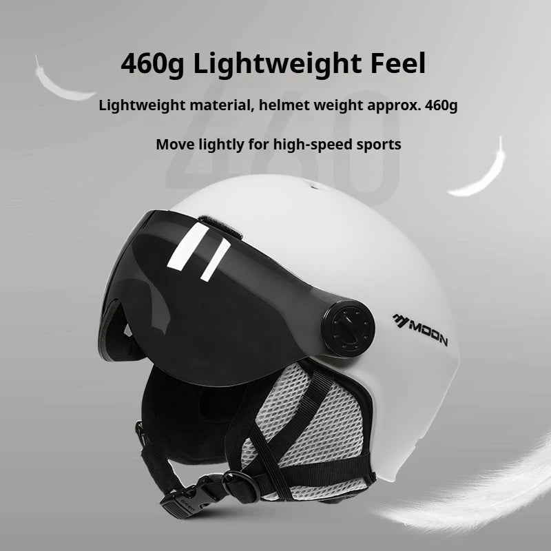 Inmold Ski Helmet With Integrated Goggles Pc Eps Adult Protection 32971475269-Black-M