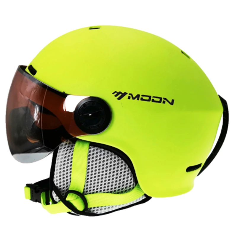Inmold Ski Helmet With Integrated Goggles Pc Eps Adult Protection 32971475269-Black-M