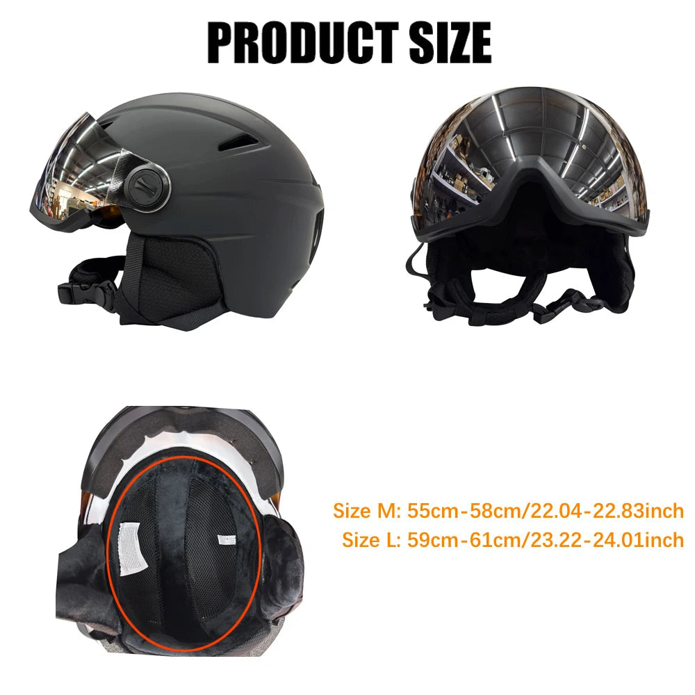 Integrally Molded Ski Helmet With Visor For Adult Snow Sports 1005007878158573-White-L(59-61cm)