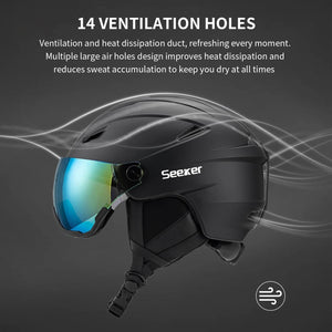 Integrated Ski Helmet With Snow Goggles For Adult Men And Women 1005009839936984-Dark blue-M  55-58CM