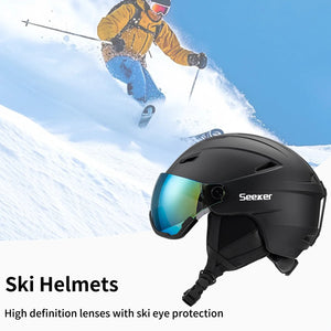 Integrated Ski Helmet With Snow Goggles For Adult Men And Women 1005009839936984-Dark blue-M  55-58CM