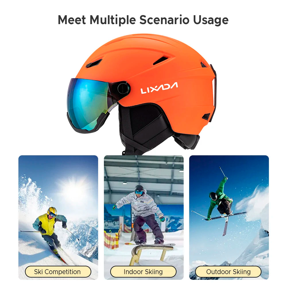 Integrated Ski Helmet With Visor Goggles, Adjustable Fit, 14 Vents 1005007383067870-PURPLE-M