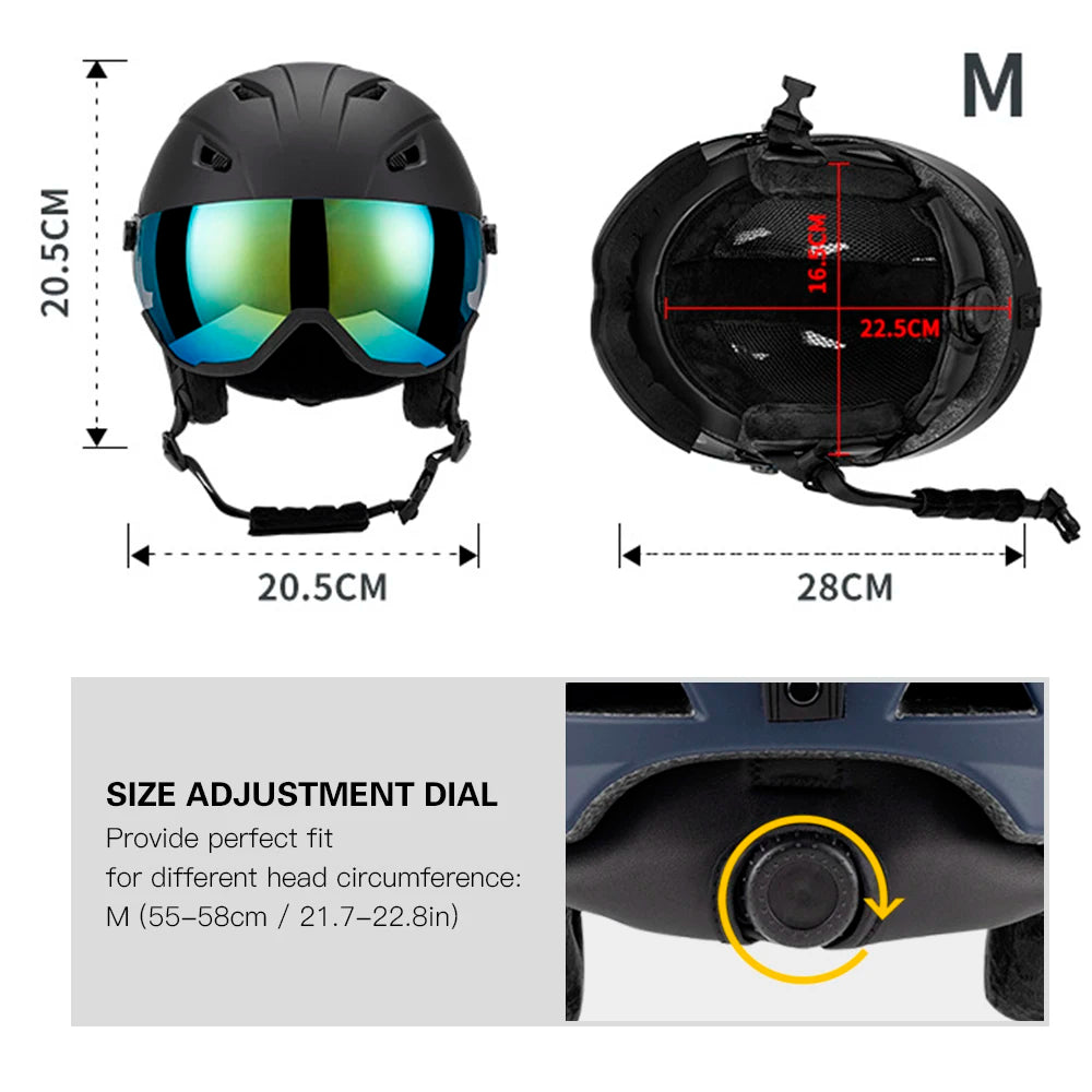 Integrated Ski Helmet With Visor Goggles, Adjustable Fit, 14 Vents 1005007383067870-PURPLE-M