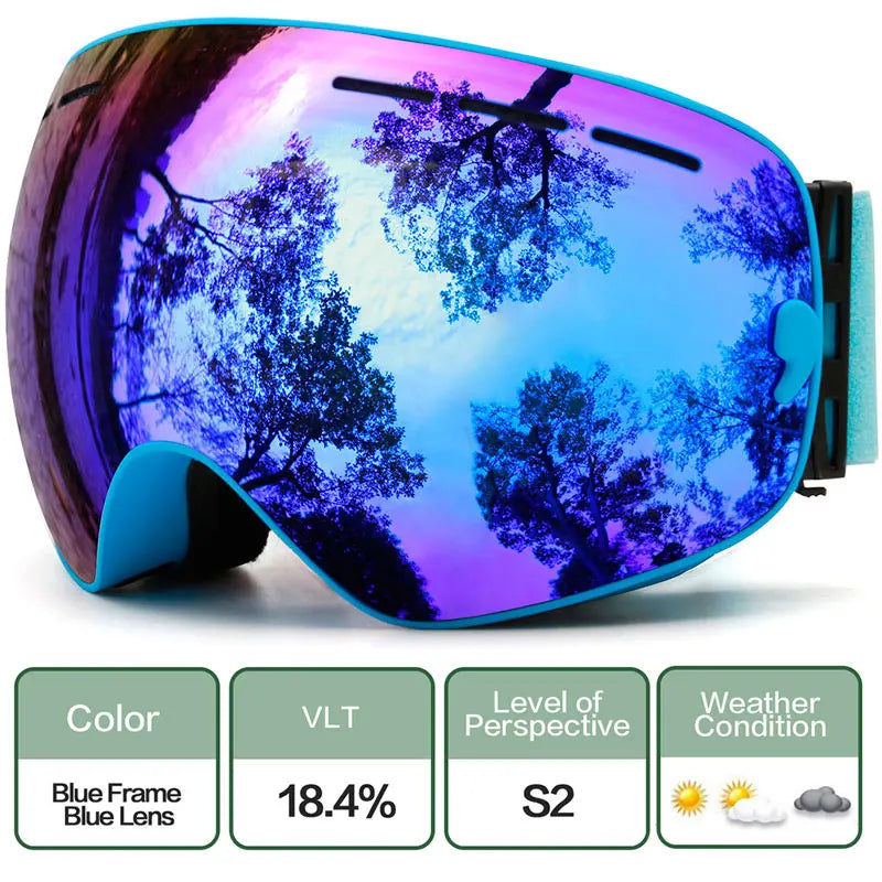 Interchangeable Lens Ski Goggles With Anti Fog Uv Protection Otg 32719782428-C2 Blue Blue
