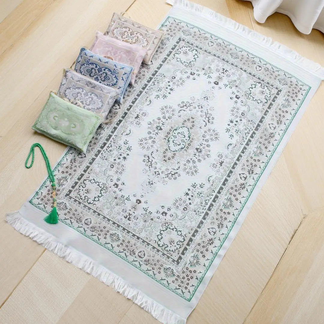 Islamic Prayer Rug Set With Beads And Portable Carry Bag 1005009446550718-grey