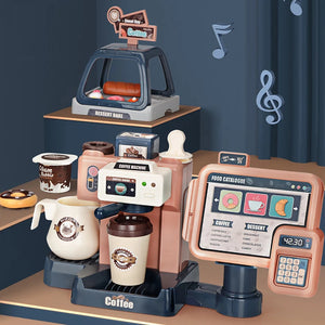 Kids Coffee Machine Toy Set With Simulation Food For Pretend Play