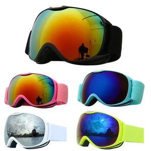 Kids Ski Goggles Dual Layer Anti Fog Otg Uv400 Windproof Lens 1005009617334736-Black red lens