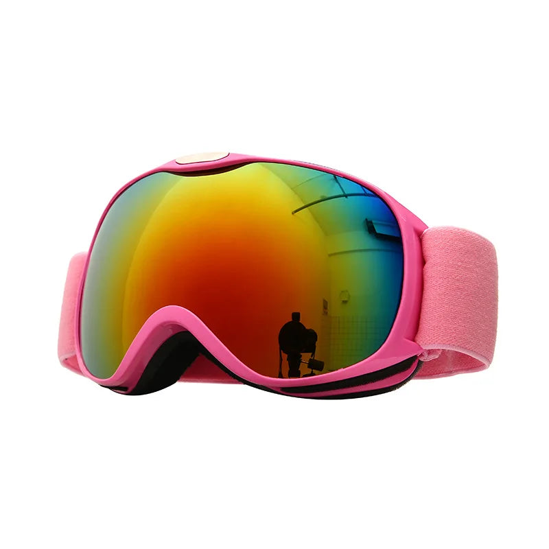Kids Ski Goggles Dual Layer Anti Fog Otg Uv400 Windproof Lens 1005009617334736-Black red lens