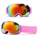 Kids Ski Goggles Dual Layer Anti Fog Otg Uv400 Windproof Lens 1005009617334736-Black red lens