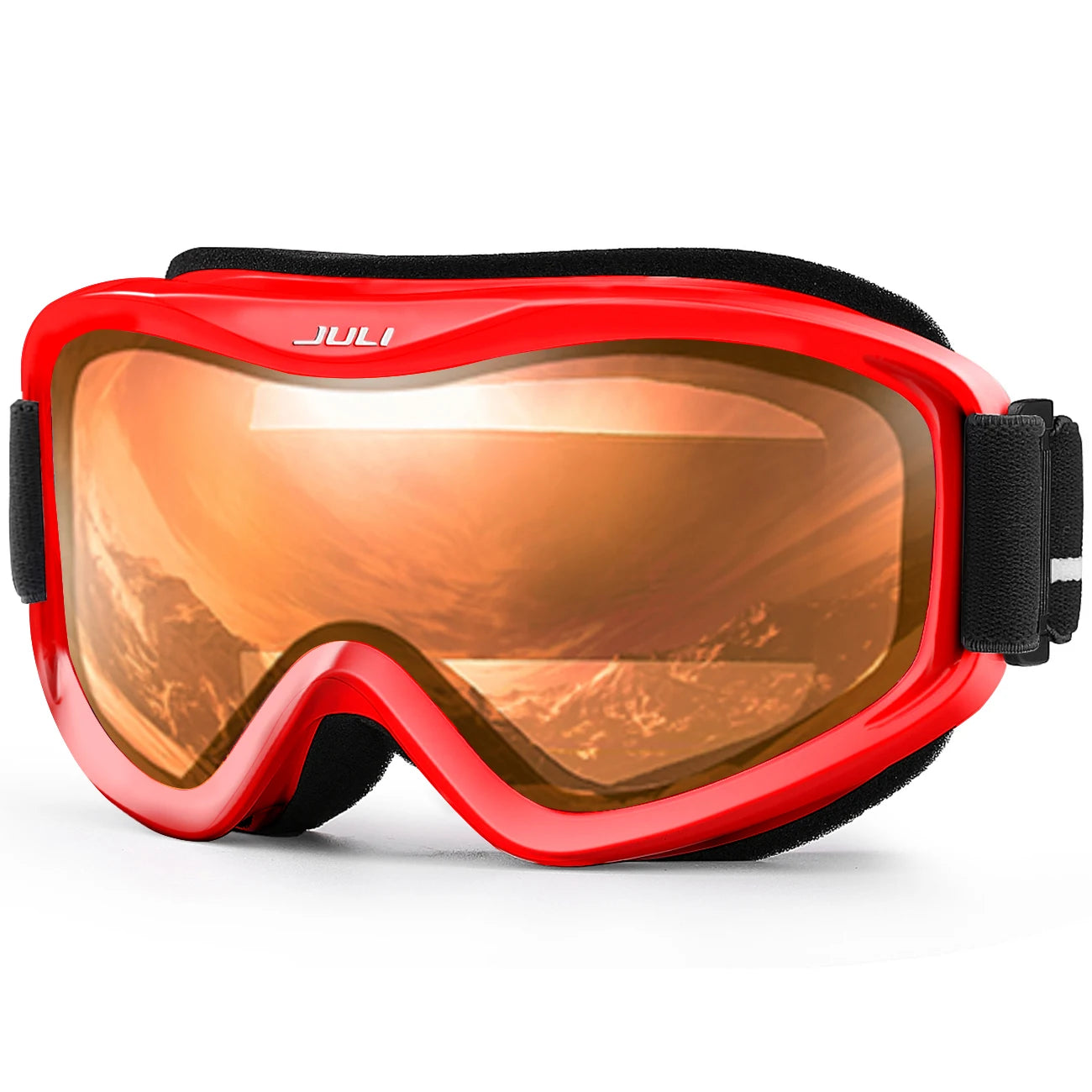 Kids Ski Goggles With Anti Fog Uv400 Lens And Flexible Frame 1005003217537497-D1 Black Red Kids