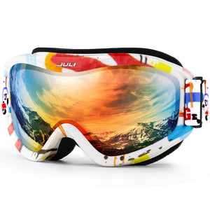 Kids Ski Goggles With Anti Fog Uv400 Lens And Flexible Frame 1005003217537497-D1 Black Red Kids