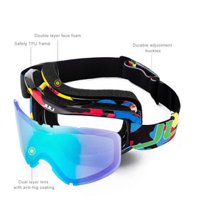 Kids Ski Goggles With Anti Fog Uv400 Lens And Flexible Frame 1005003217537497-D1 Black Red Kids
