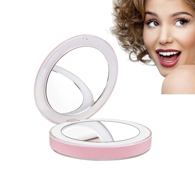 LED Lighted Compact Mirror 3X Magnifying Portable Sensor