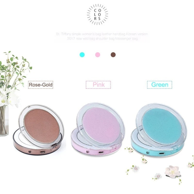 LED Lighted Compact Mirror 3X Magnifying Portable Sensor