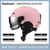 Lightweight Thermal Ski Helmet With Integrated Goggles And Adjustable Fit 1005006122276903-Pink-L(59-61cm)