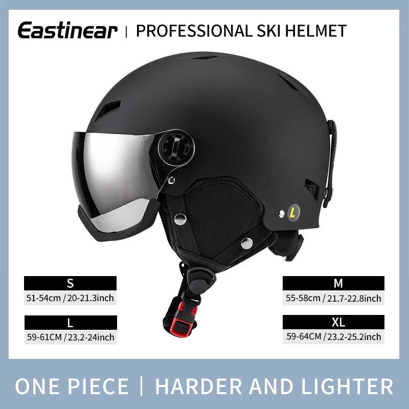Lightweight Thermal Ski Helmet With Integrated Goggles And Adjustable Fit 1005006122276903-Pink-L(59-61cm)