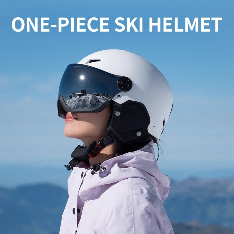 Lightweight Thermal Ski Helmet With Integrated Goggles And Adjustable Fit 1005006122276903-Pink-L(59-61cm)