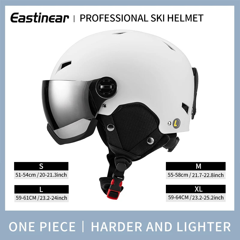 Lightweight Thermal Ski Helmet With Integrated Goggles And Adjustable Fit 1005006122276903-Pink-L(59-61cm)