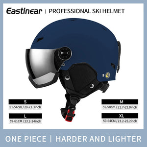 Lightweight Thermal Ski Helmet With Integrated Goggles And Adjustable Fit 1005006122276903-Pink-L(59-61cm)