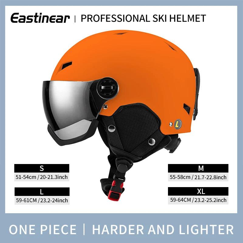 Lightweight Thermal Ski Helmet With Integrated Goggles And Adjustable Fit 1005006122276903-Pink-L(59-61cm)