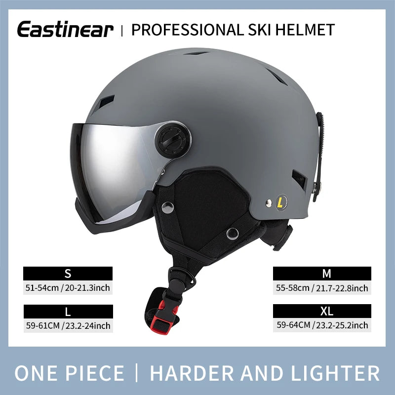 Lightweight Thermal Ski Helmet With Integrated Goggles And Adjustable Fit 1005006122276903-Pink-L(59-61cm)