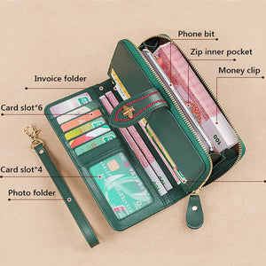 Long Zip Around Women Wallet Wristlet, Valentines Gifts For Her 1005004855396096-Black