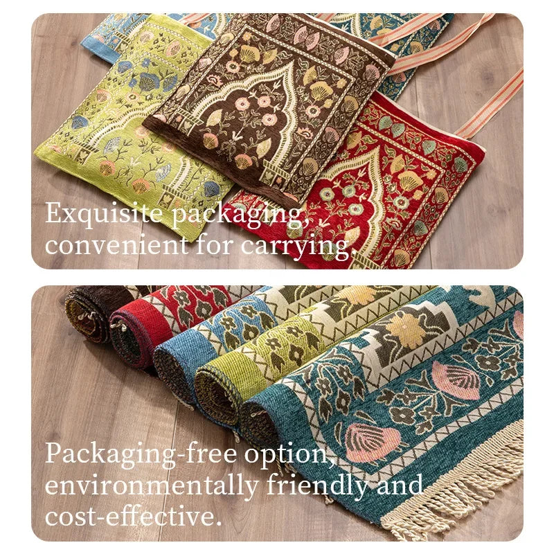 Machine Washable Floral Persian Prayer Mat With Non Slip Backing 1005006559432374-S007-Coffee color