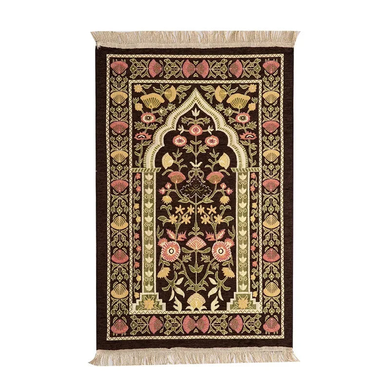 Machine Washable Floral Persian Prayer Mat With Non Slip Backing 1005006559432374-S007-Coffee color