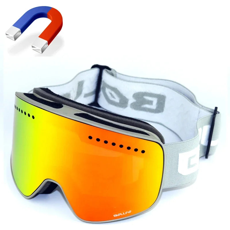 Magnetic Double Lens Ski Goggles Uv400 Anti Fog Snow Glasses 4000980893579-Ski Glasses lens