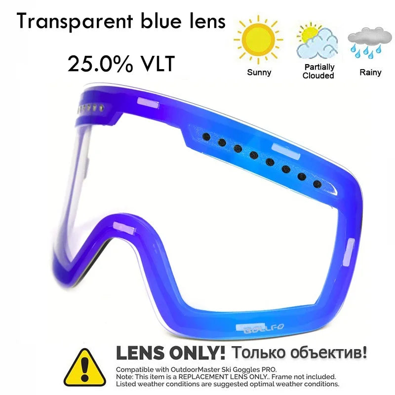 Magnetic Double Lens Ski Goggles Uv400 Anti Fog Snow Glasses 4000980893579-Ski Glasses lens