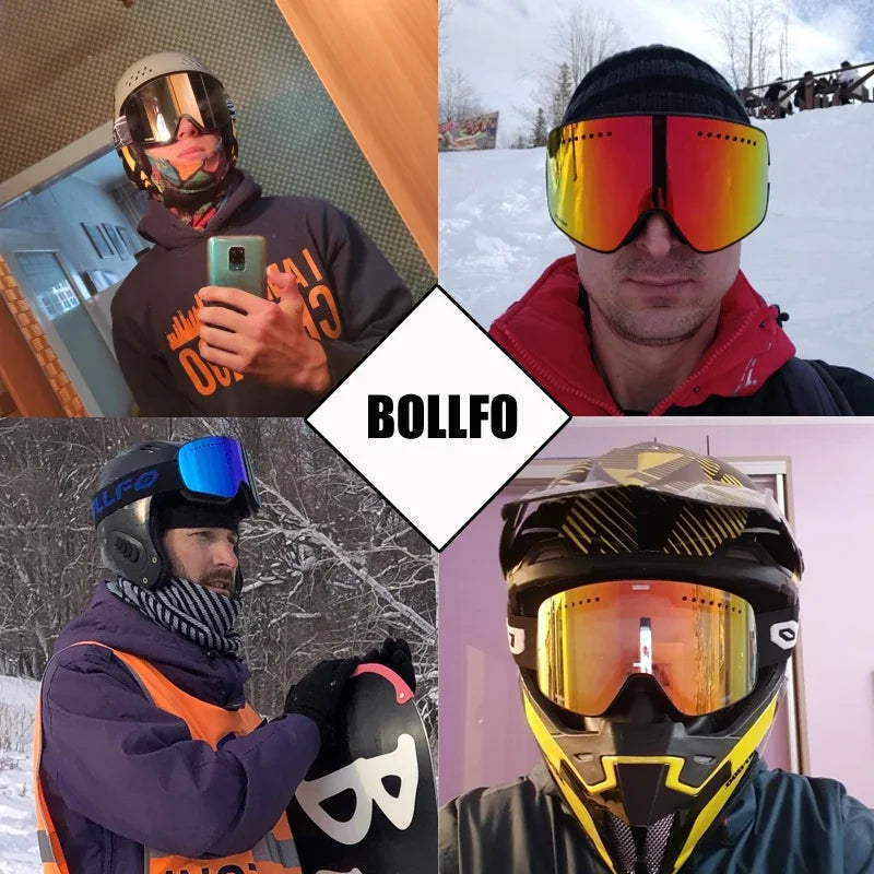 Magnetic Double Lens Ski Goggles Uv400 Anti Fog Snow Glasses 4000980893579-Ski Glasses lens