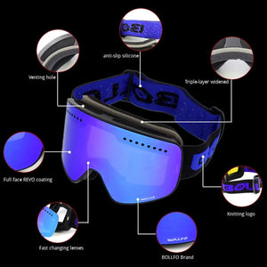 Magnetic Double Lens Ski Goggles Uv400 Anti Fog Snow Glasses 4000980893579-Ski Glasses lens