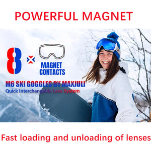 Magnetic Double Lens Ski Goggles With Anti Fog Uv400 Protection 1005006123911456-X4 Red White