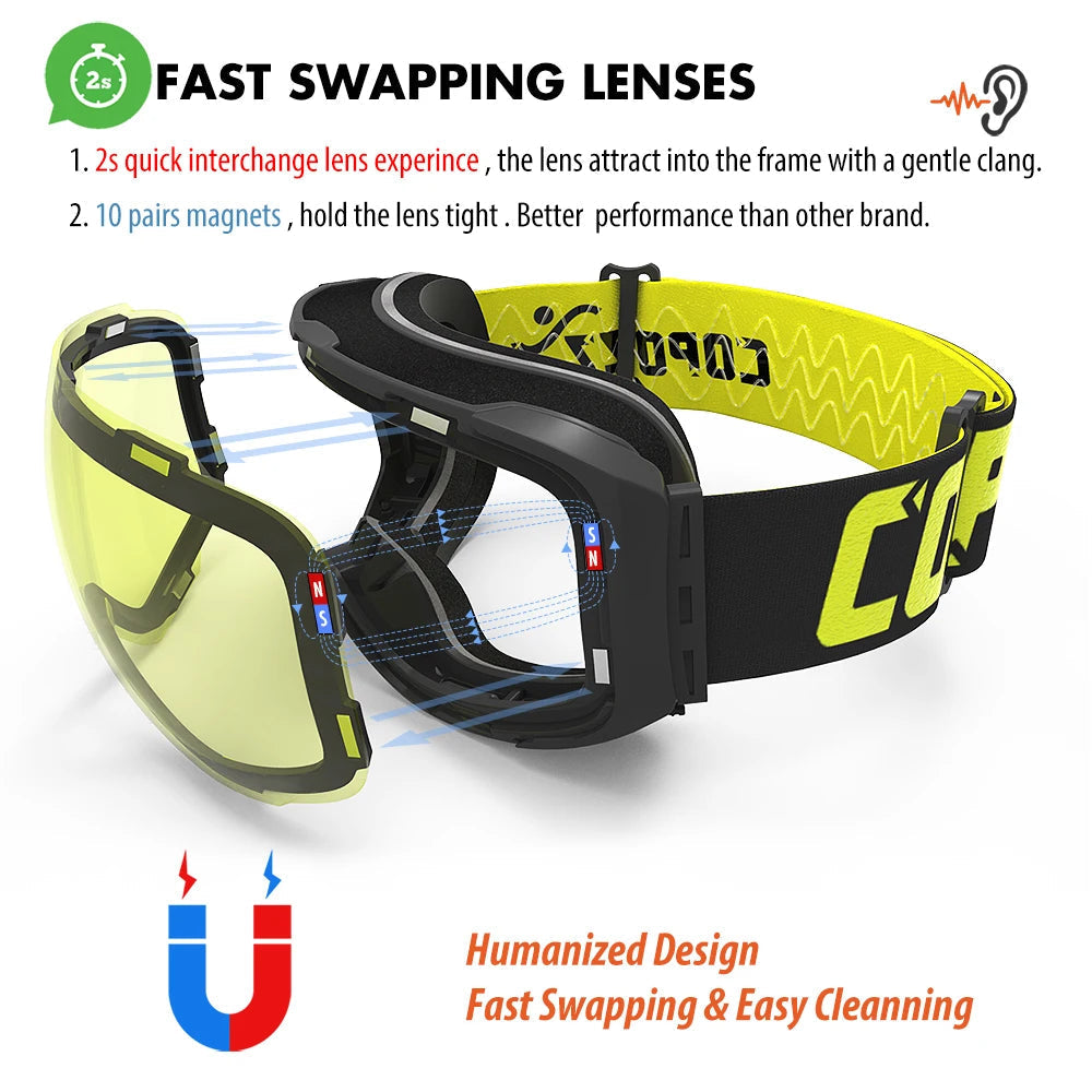 Magnetic Lens Ski Goggles With Uv400 Anti Fog Mirror Coating 32781668452-Frame Red
